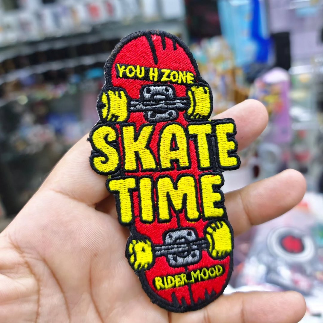 Patch Embroidery Skateboard Time 120 x 60 MM - alternate view
