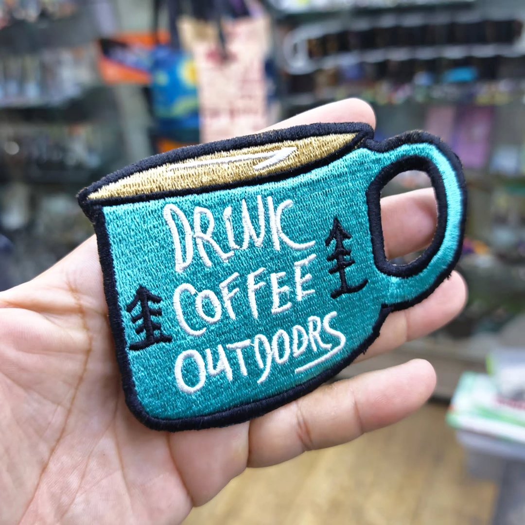 Embroidered Patch Drink Coffee Outdoors 120 x 80 MM - alternate view