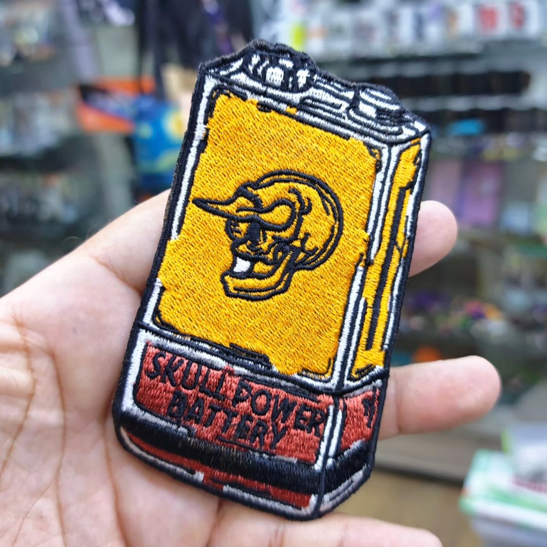 Embroidered Patch Skull Power Battery 65 x 115 MM - alternate view