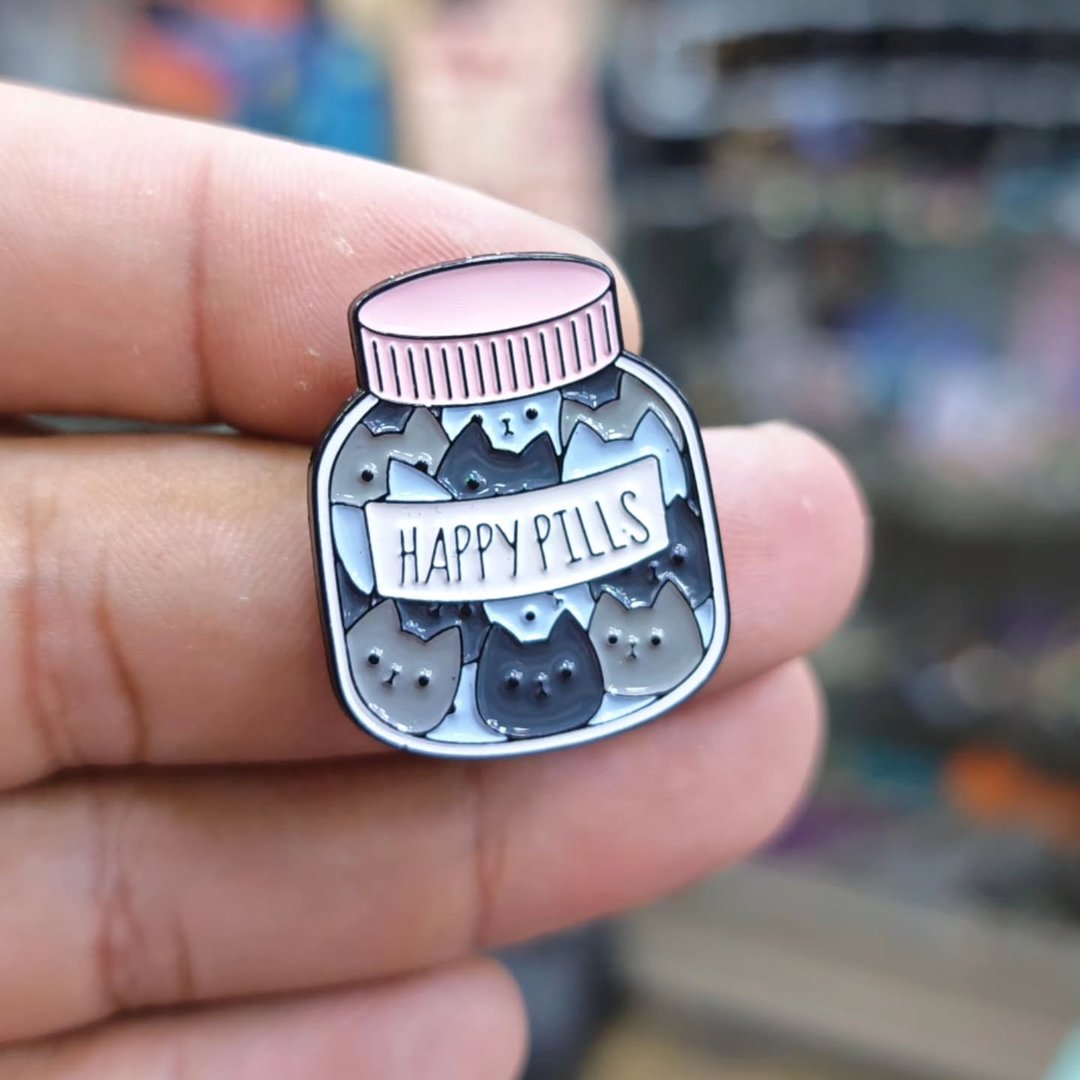 Happy Pills Cat Pins - alternate view