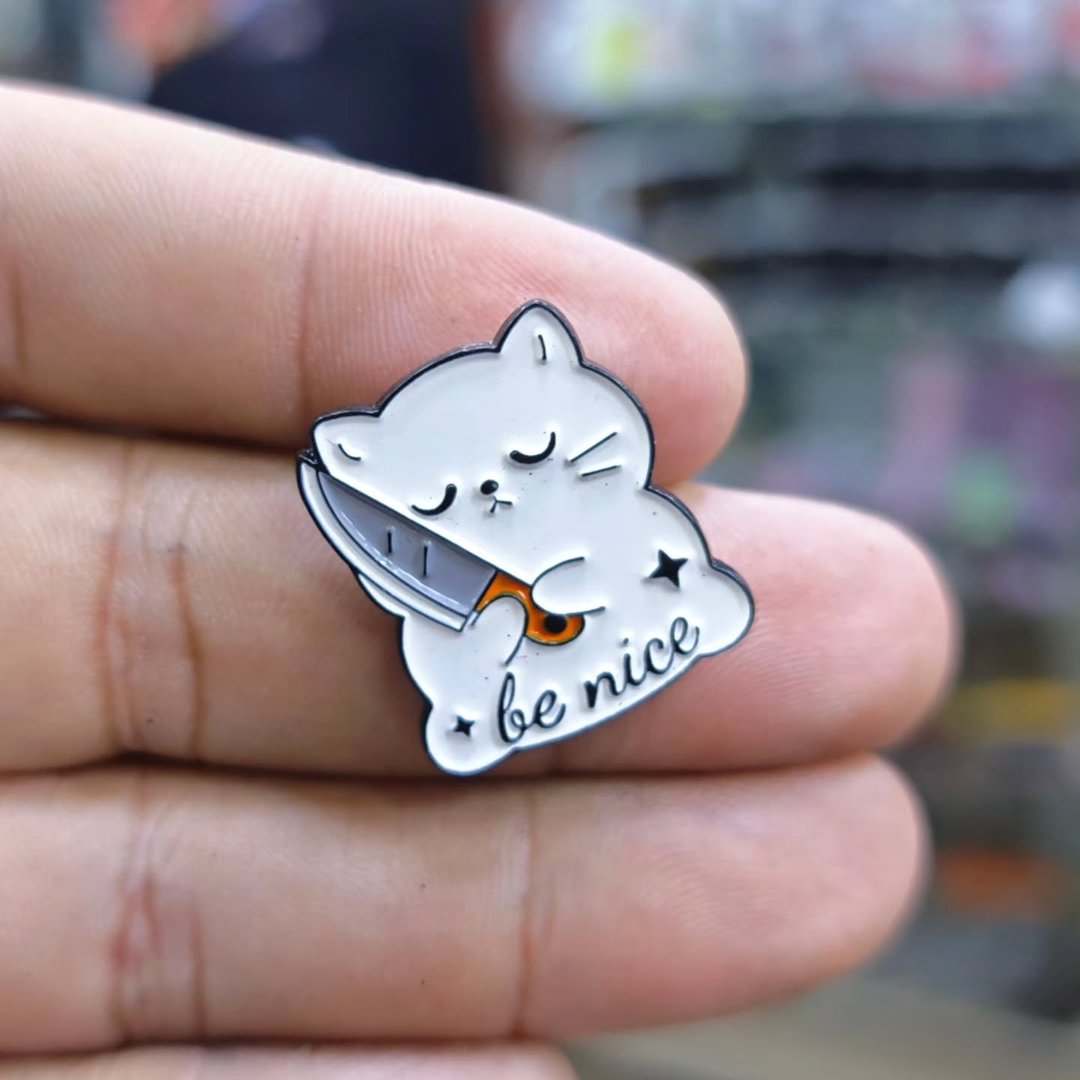 Be Nice Cat Pins - alternate view