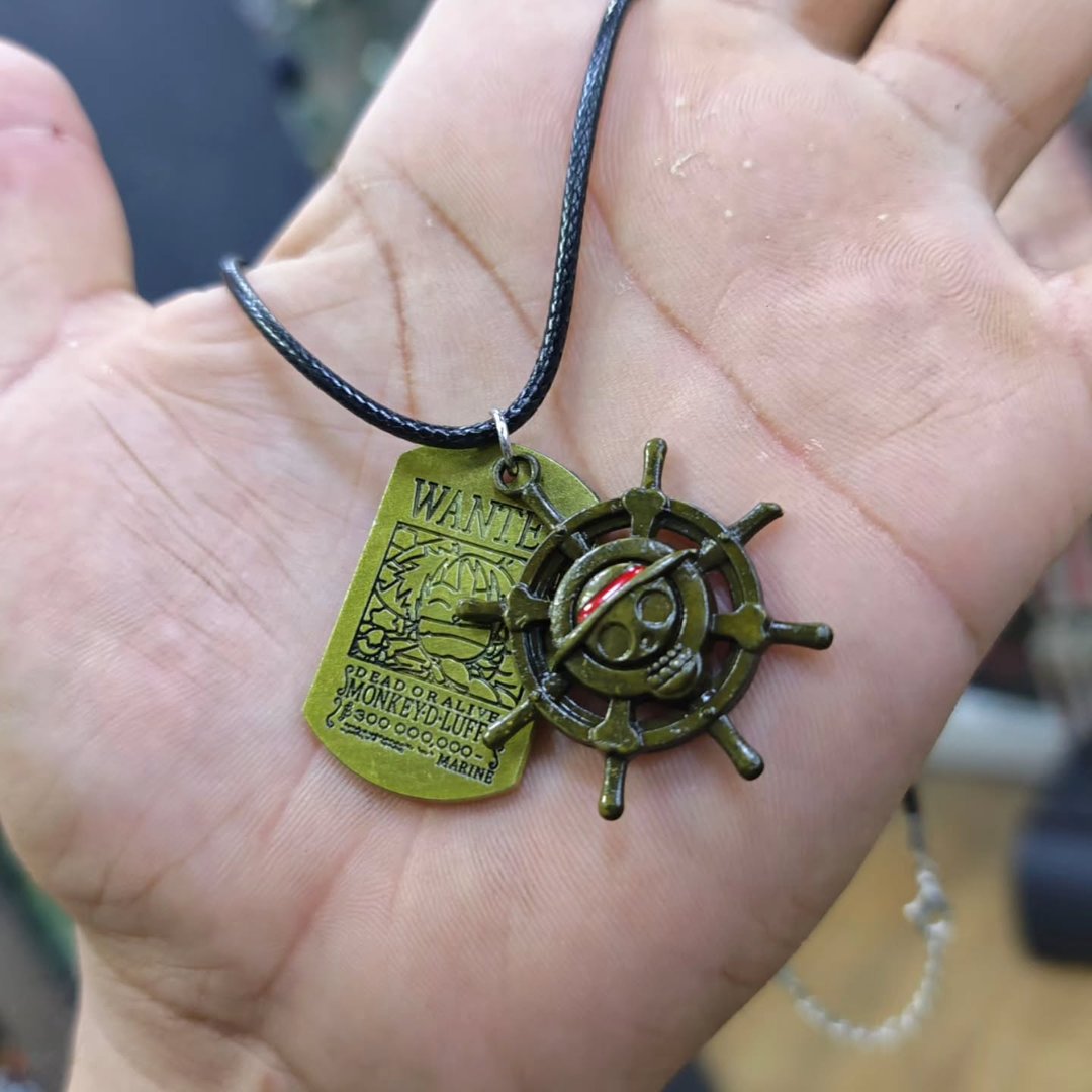 One Piece Luffy Wanted Necklace - alternate view