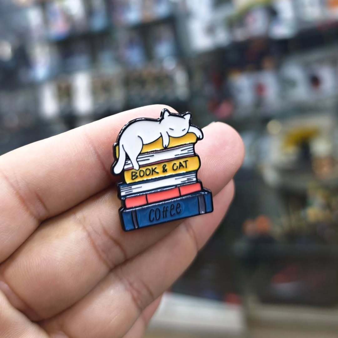 Book & Cat Coffee Pins - alternate view