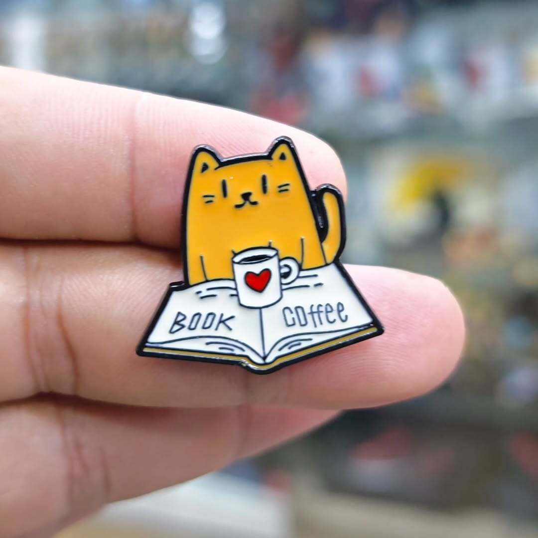 Book Coffee Cat Pins - alternate view
