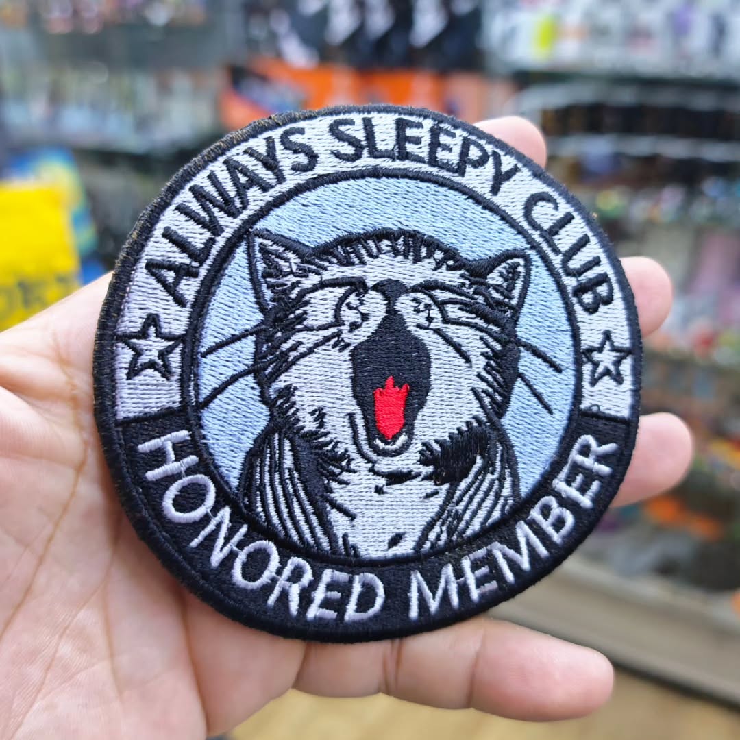 Embroidered Patch Always Sleepy Cat 105 x 105 MM - alternate view