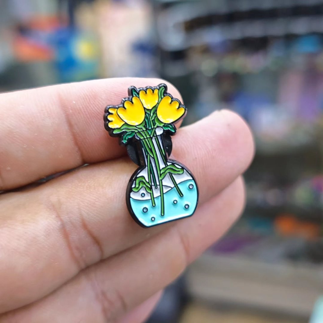 Flower Vase Pins - Metal Pins