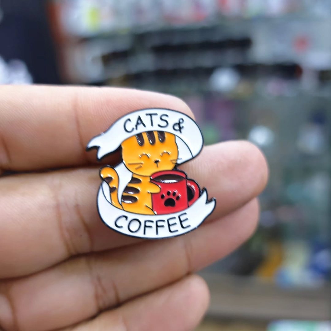 Cats And Coffee Pins - Metal Pins