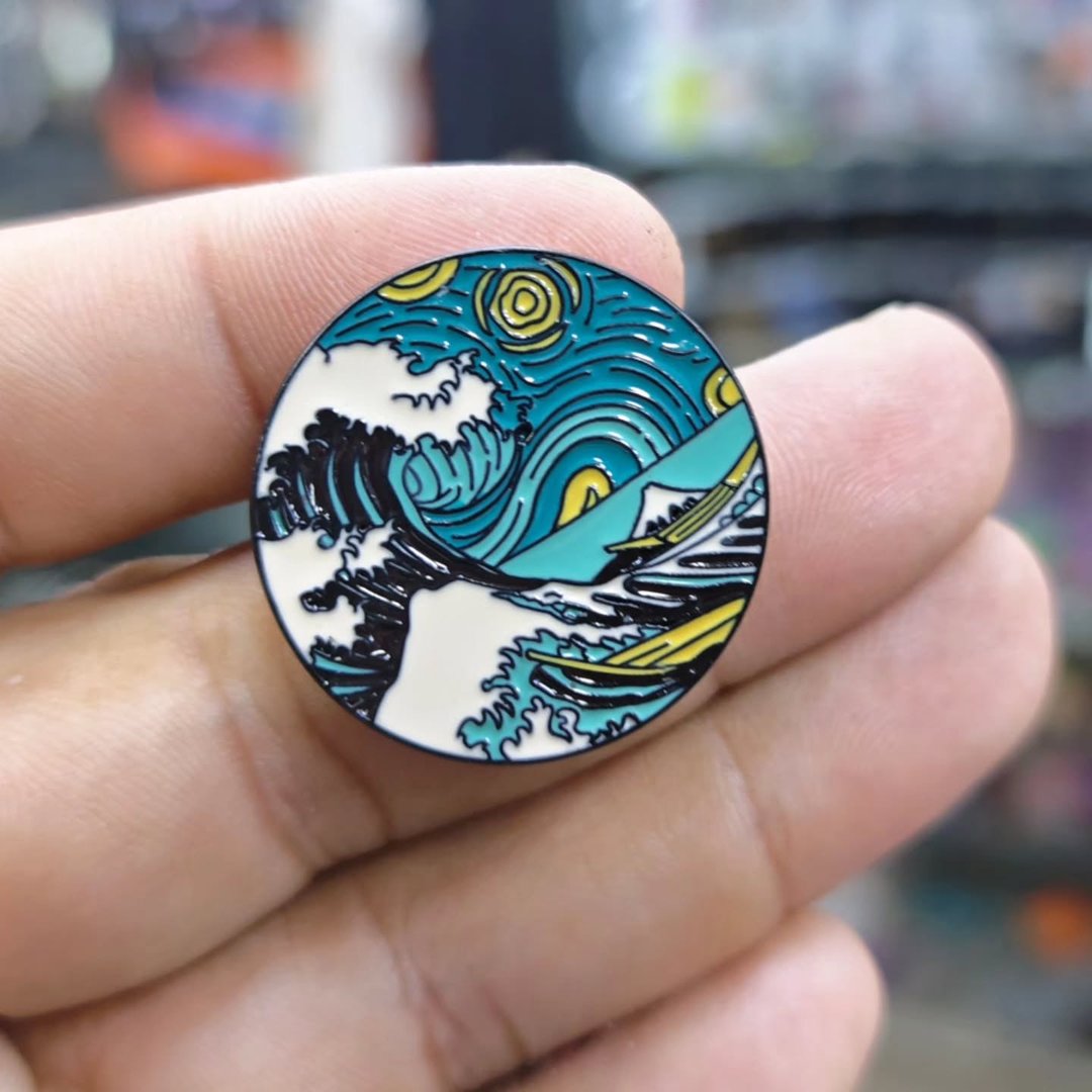 The Great Wave Pins - Metal Pins