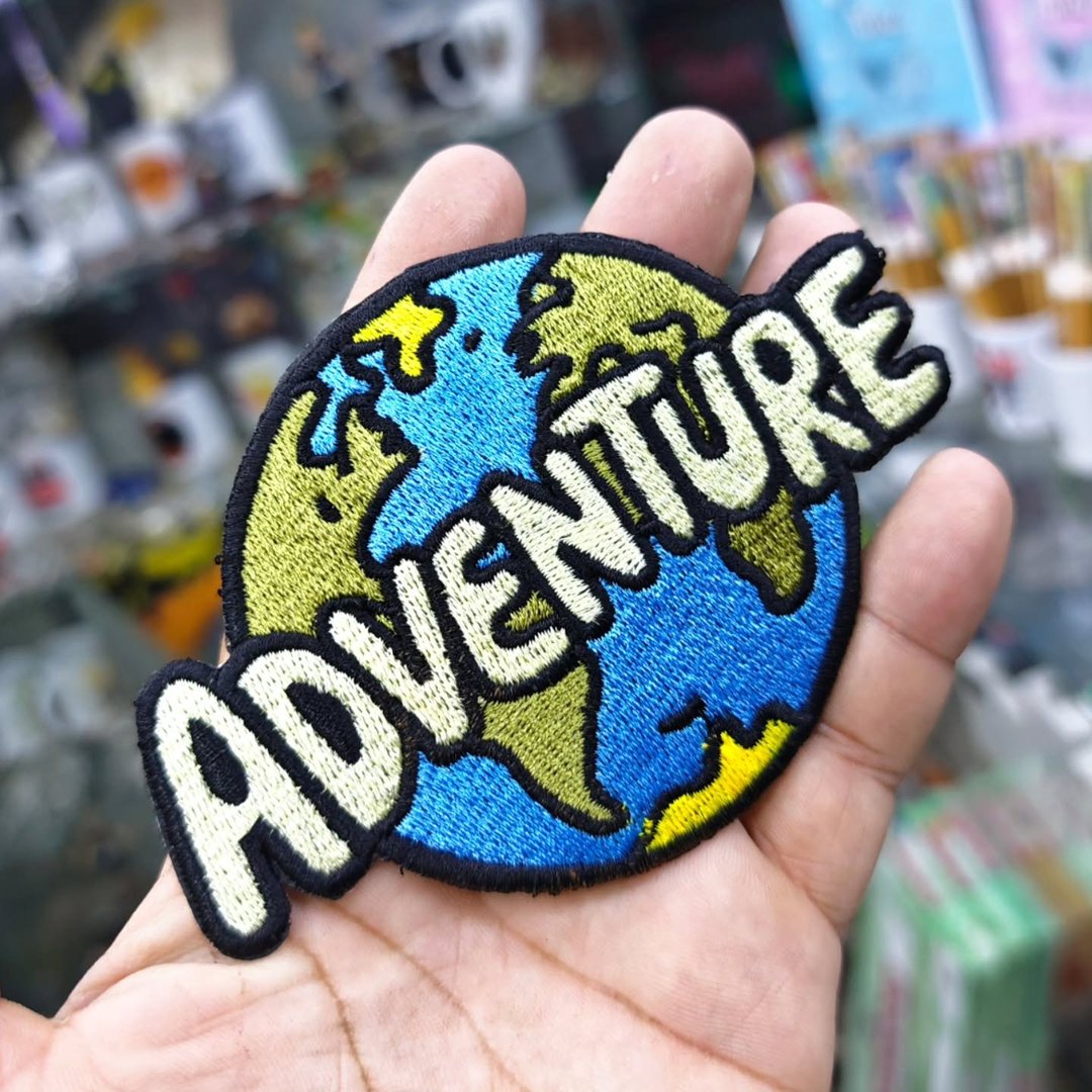 Embroidered patch Earth Adventure 120 x 80 MM - Embroidered Patch