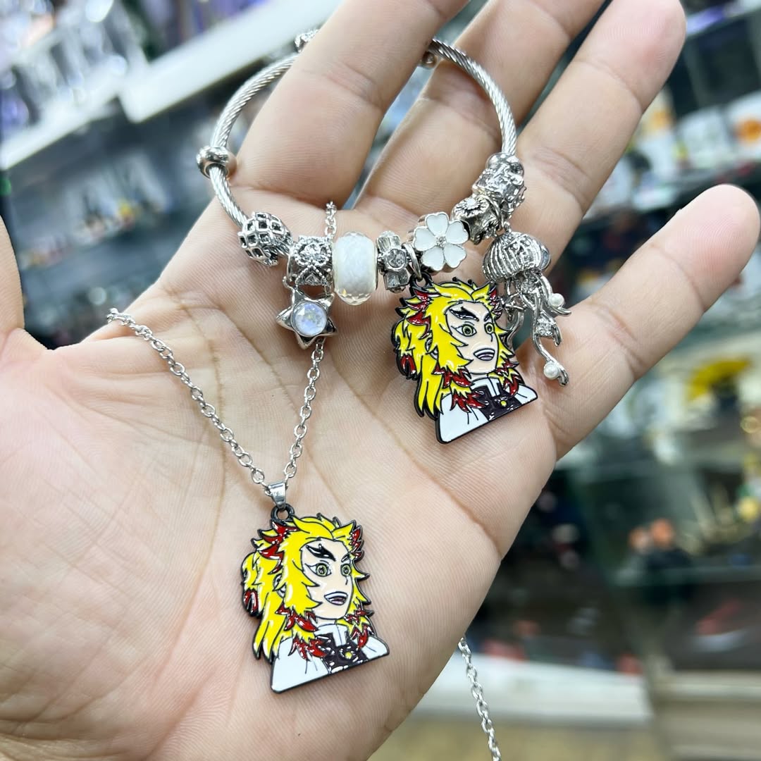 Demon Slayer Rengoku Necklace Bracelet - Necklace