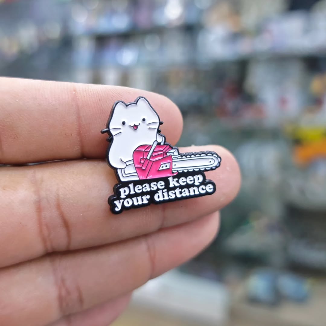 Please Keep Your Distance Cat Pins - Metal Pins