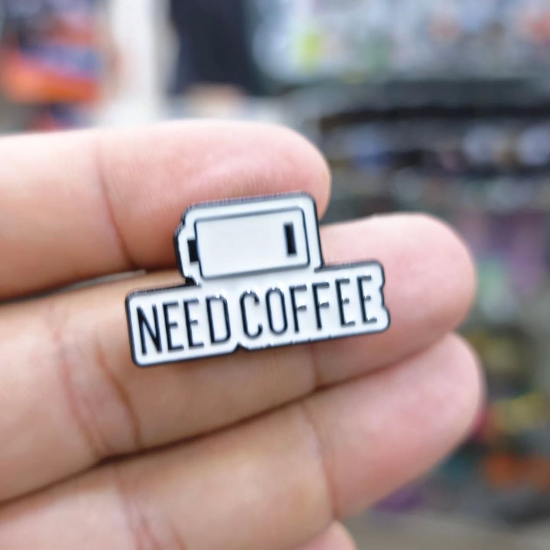 Need Coffee Battery Pins - Metal Pins