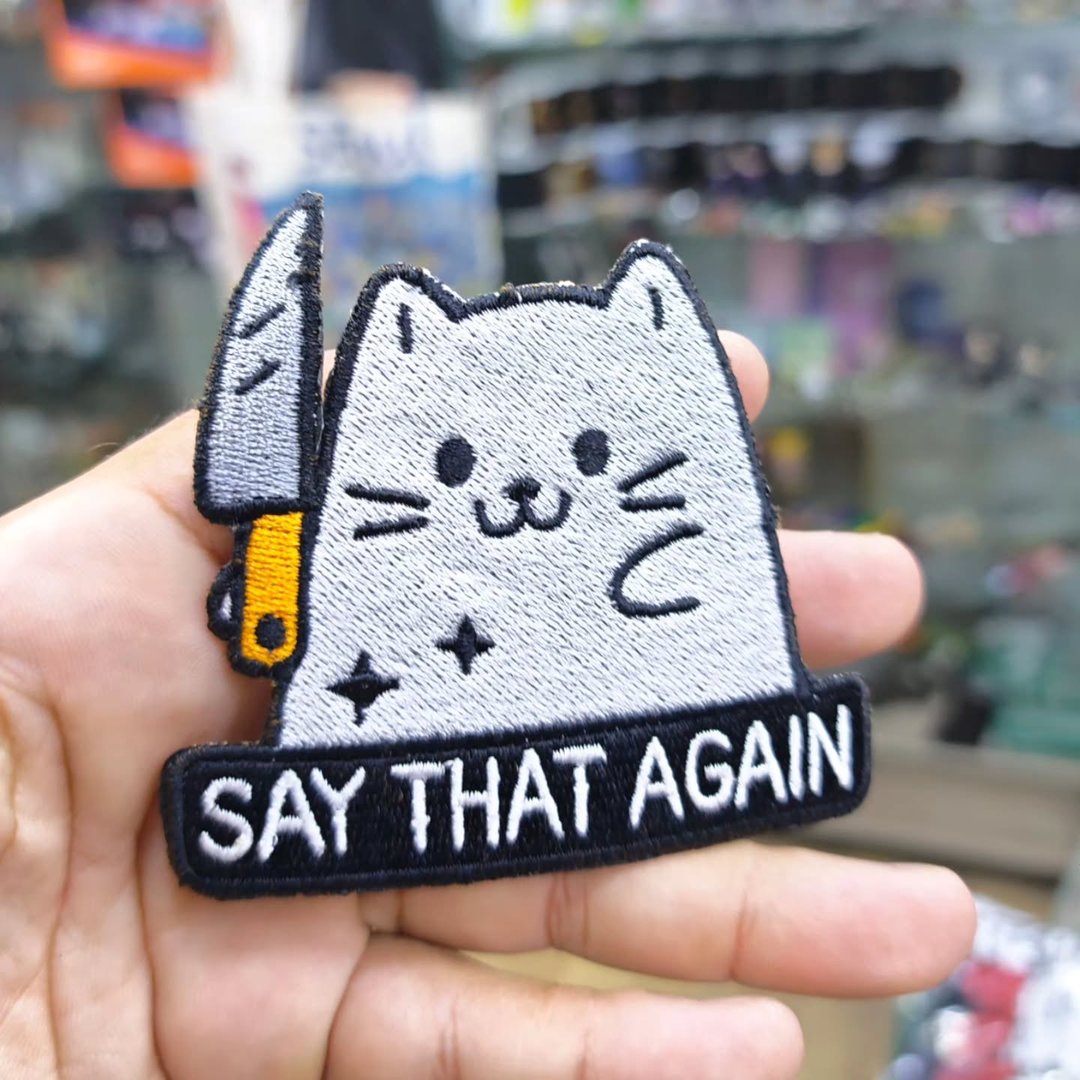 Embroidered Patch Say That Again Cat 85x90 CM - Embroidered Patch
