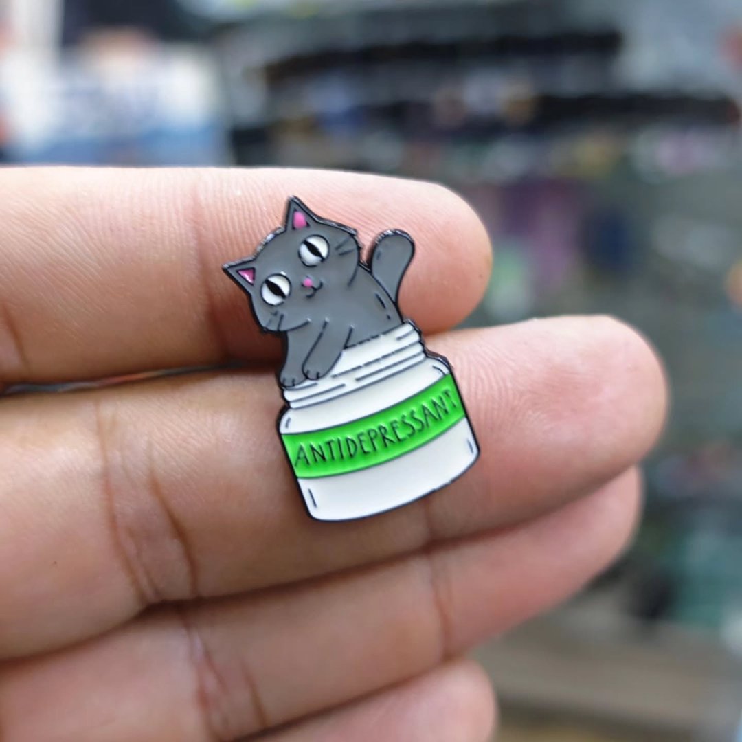 Cat Antidepressant Pins - Metal Pins
